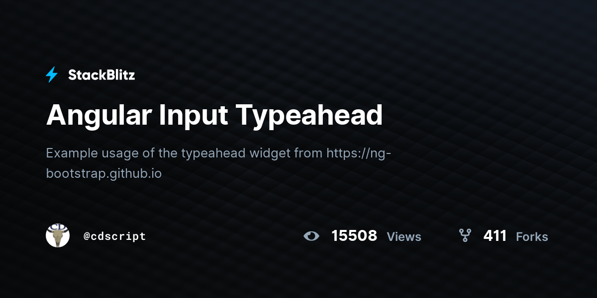 Angular Input Typeahead StackBlitz