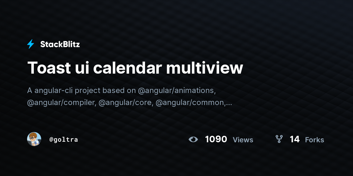 Toast ui calendar multiview StackBlitz