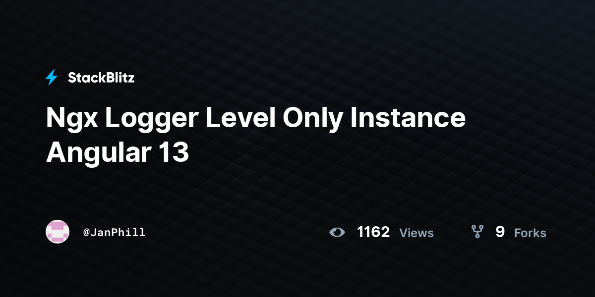 Ngx Logger Level Only Instance Angular 13 StackBlitz