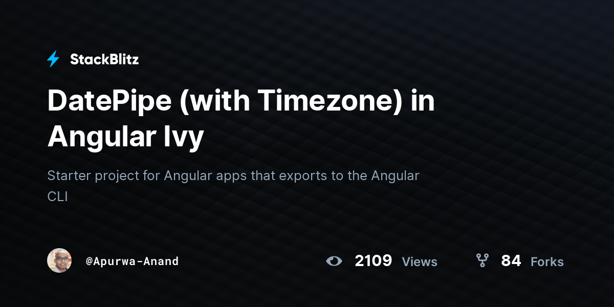 DatePipe (with Timezone) in Angular Ivy StackBlitz