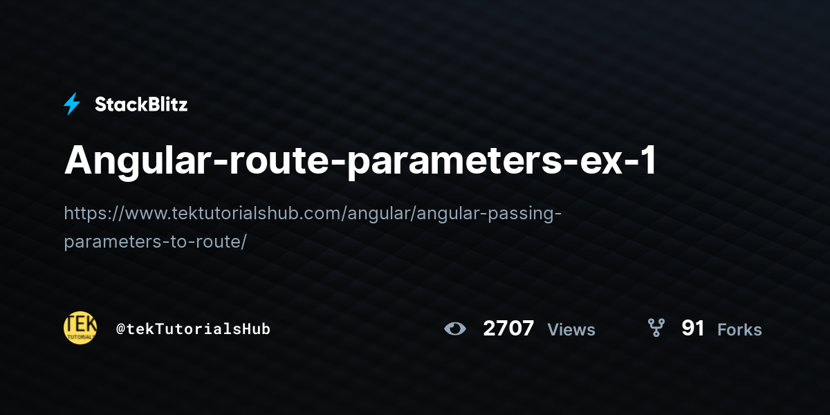 Angularrouteparametersex1 StackBlitz
