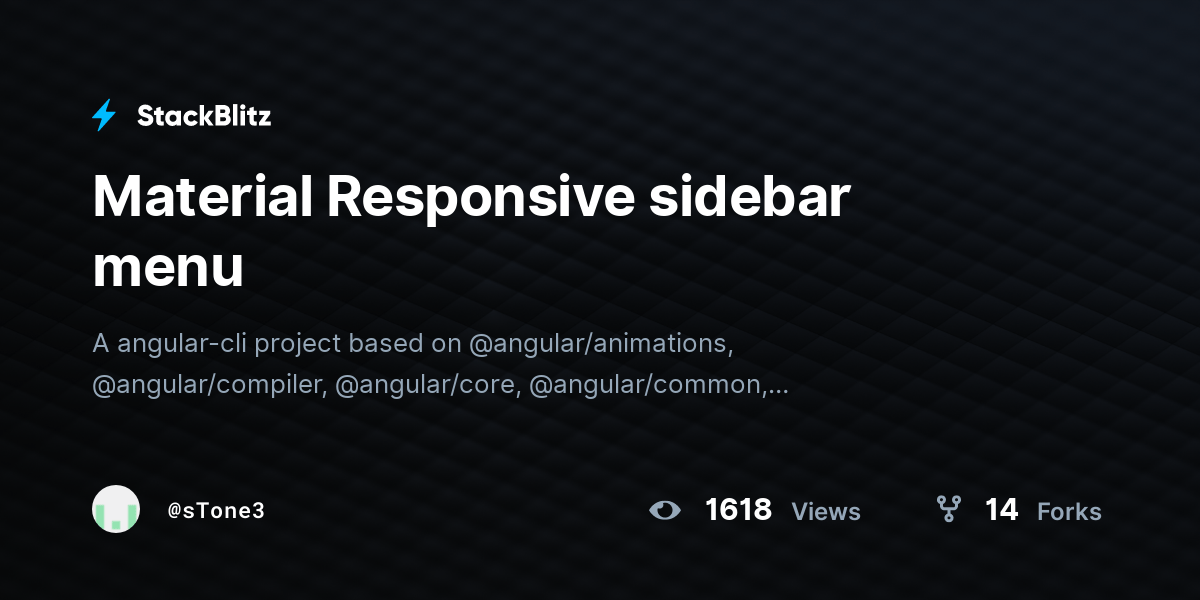 Material Responsive sidebar menu StackBlitz