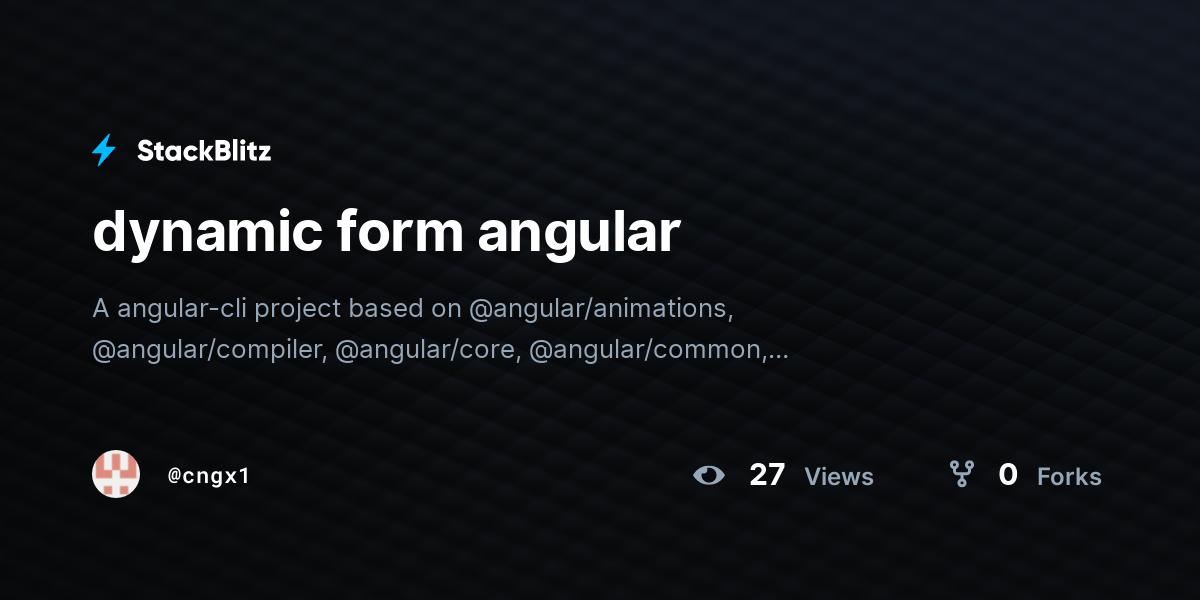 dynamic form angular StackBlitz