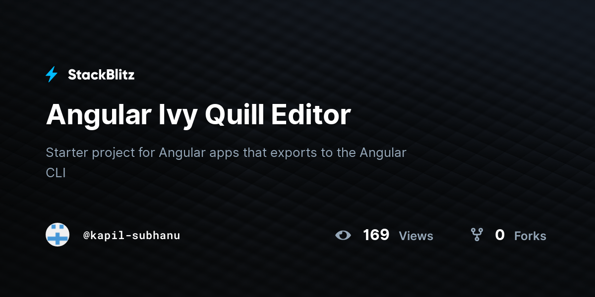 Angular Ivy Quill Editor StackBlitz