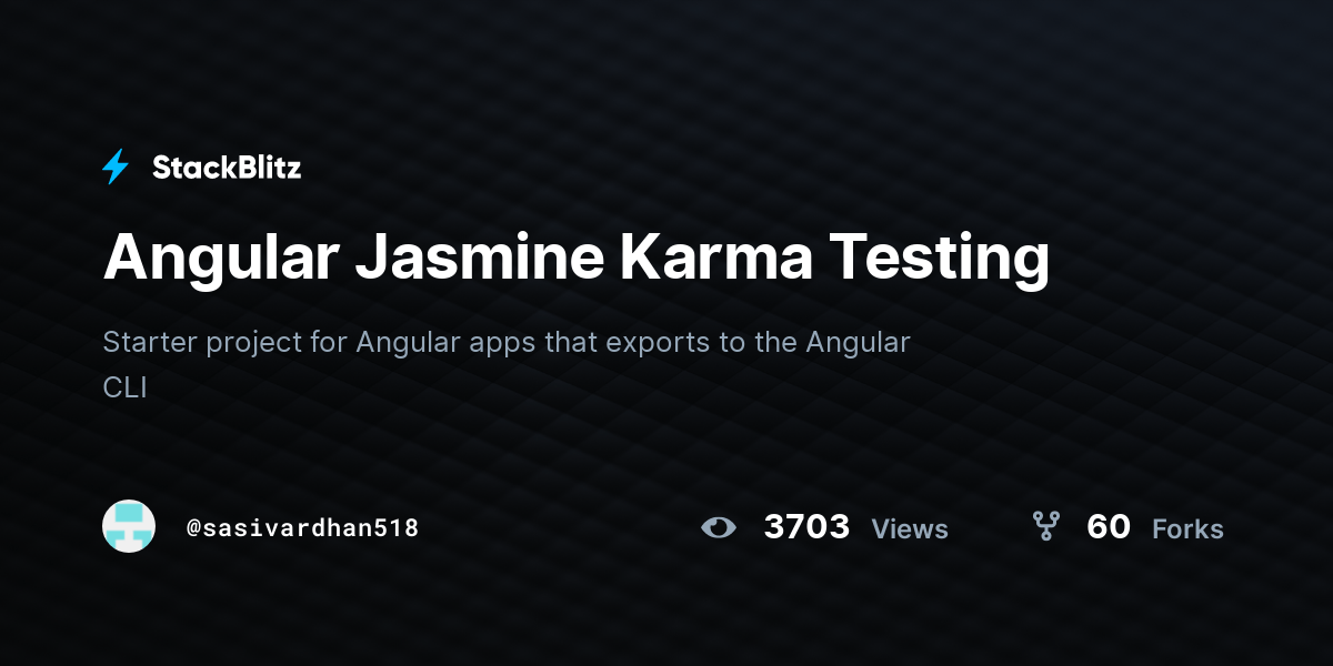 Angular Jasmine Karma Testing StackBlitz