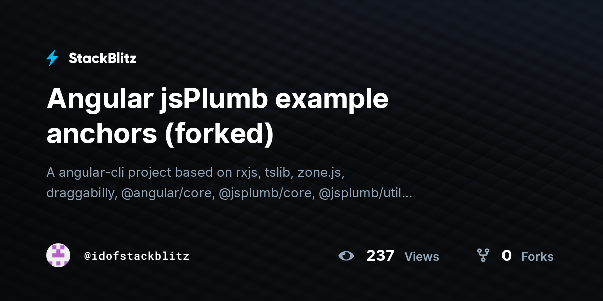 Angular jsPlumb example anchors (forked) StackBlitz