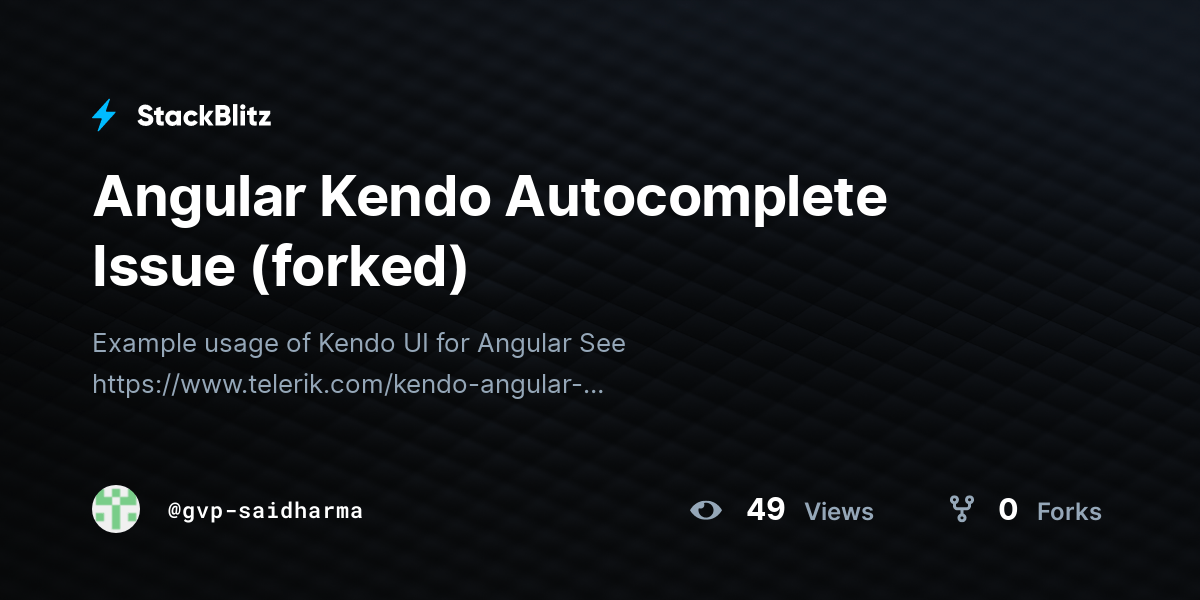 Angular Kendo Issue (forked) StackBlitz