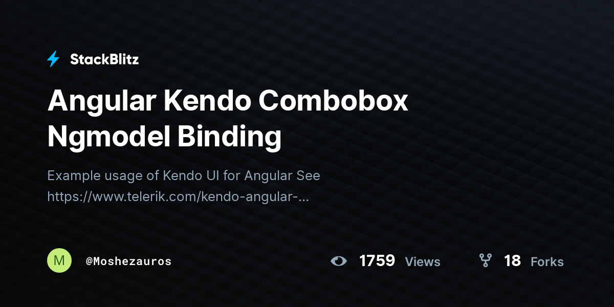 Angular Kendo Combobox Ngmodel Binding StackBlitz