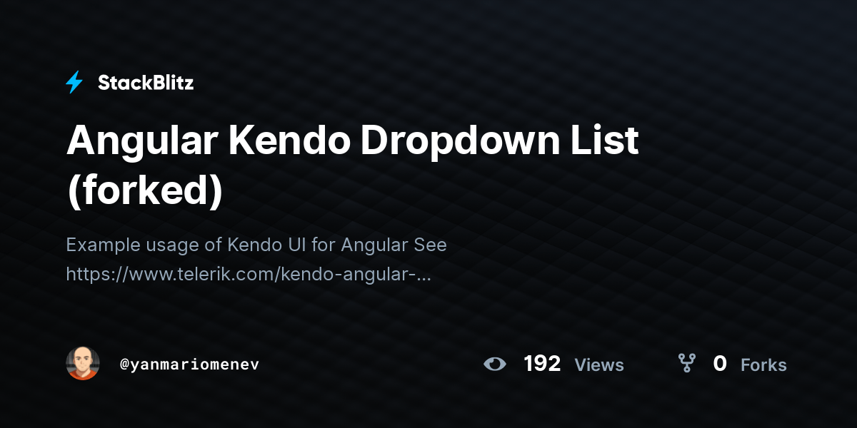 Angular Kendo Dropdown List (forked) StackBlitz