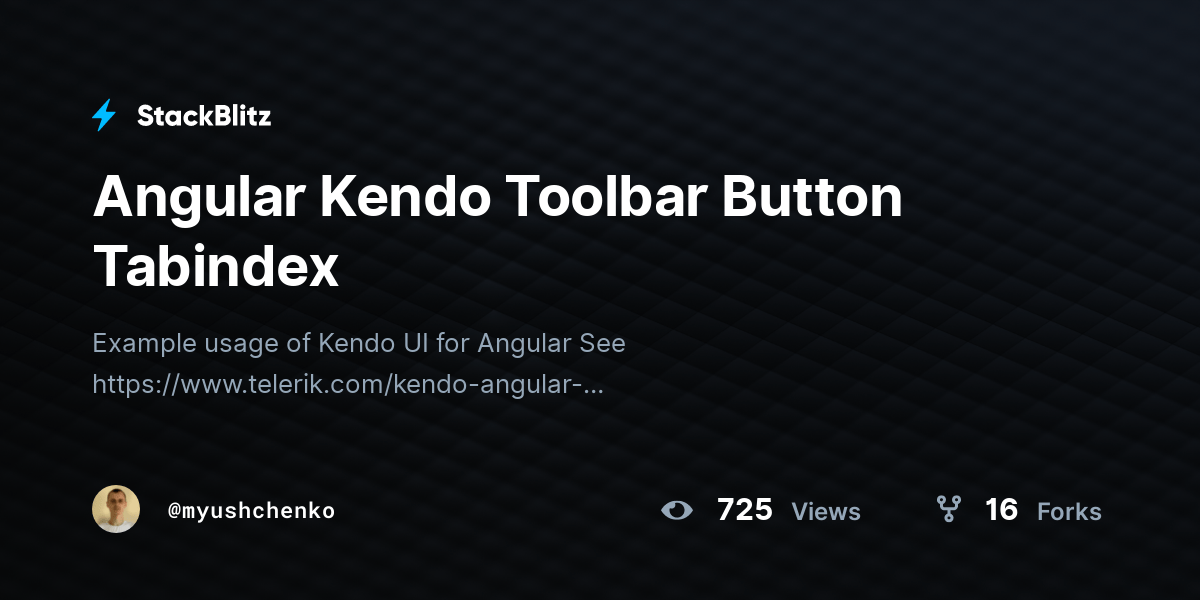 Angular Kendo Toolbar Button Tabindex StackBlitz