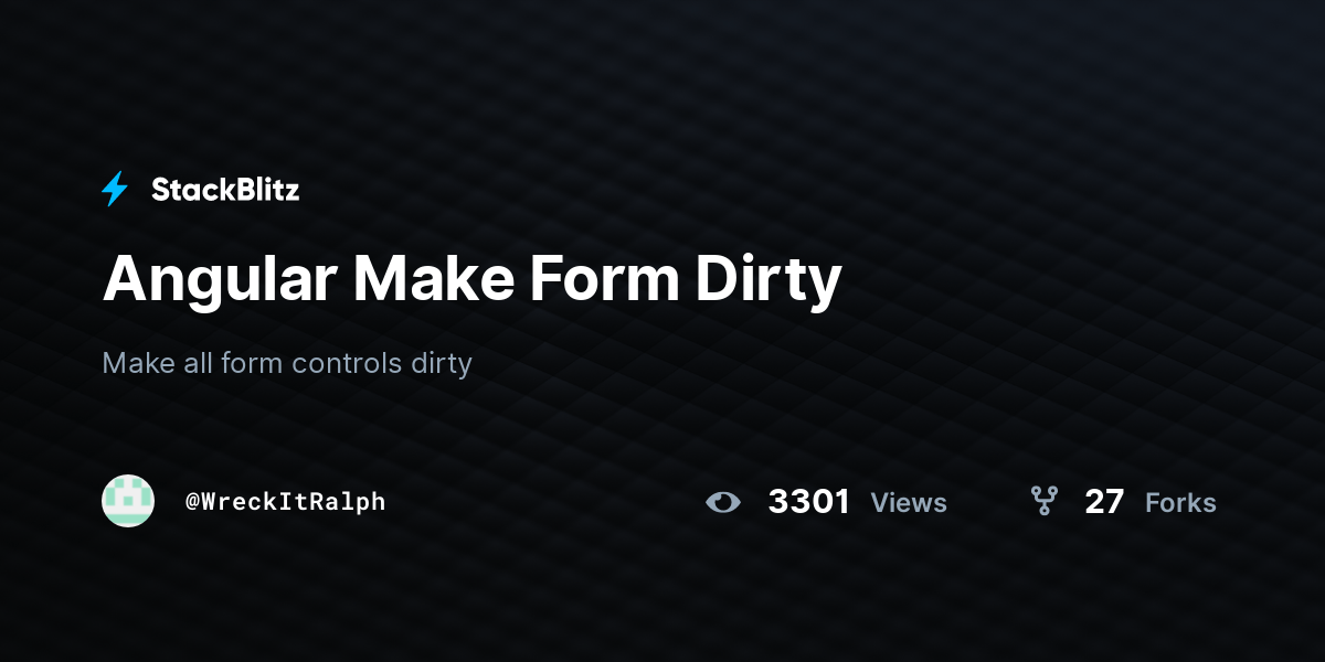 Angular Make Form Dirty StackBlitz