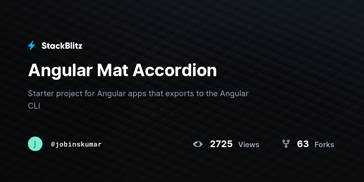 Angular Mat Accordion StackBlitz