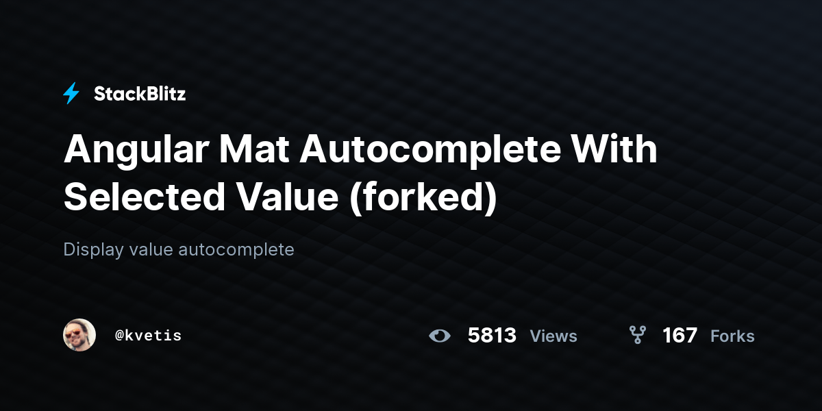 Angular Mat With Selected Value (forked) StackBlitz