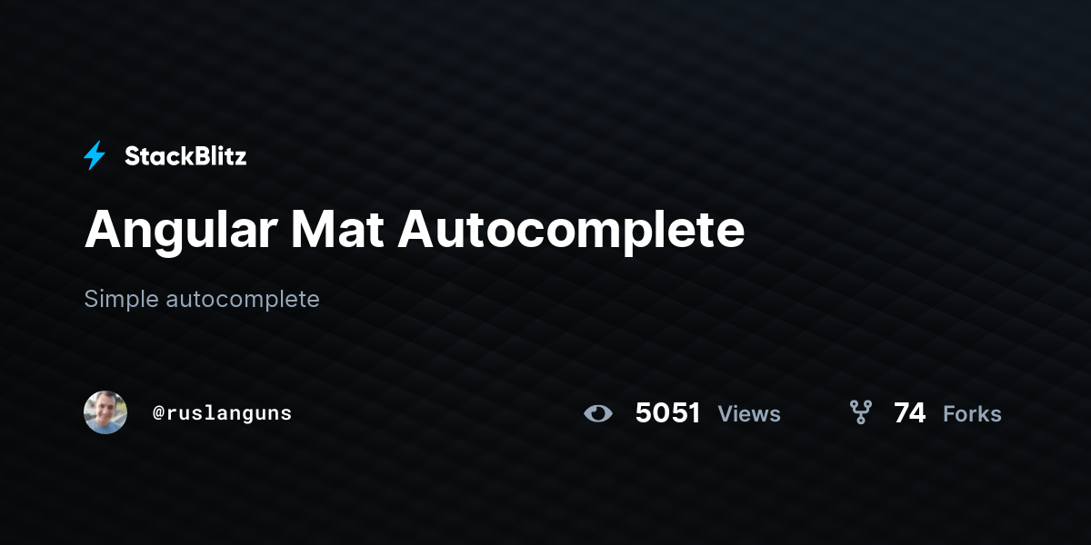 Angular Mat StackBlitz