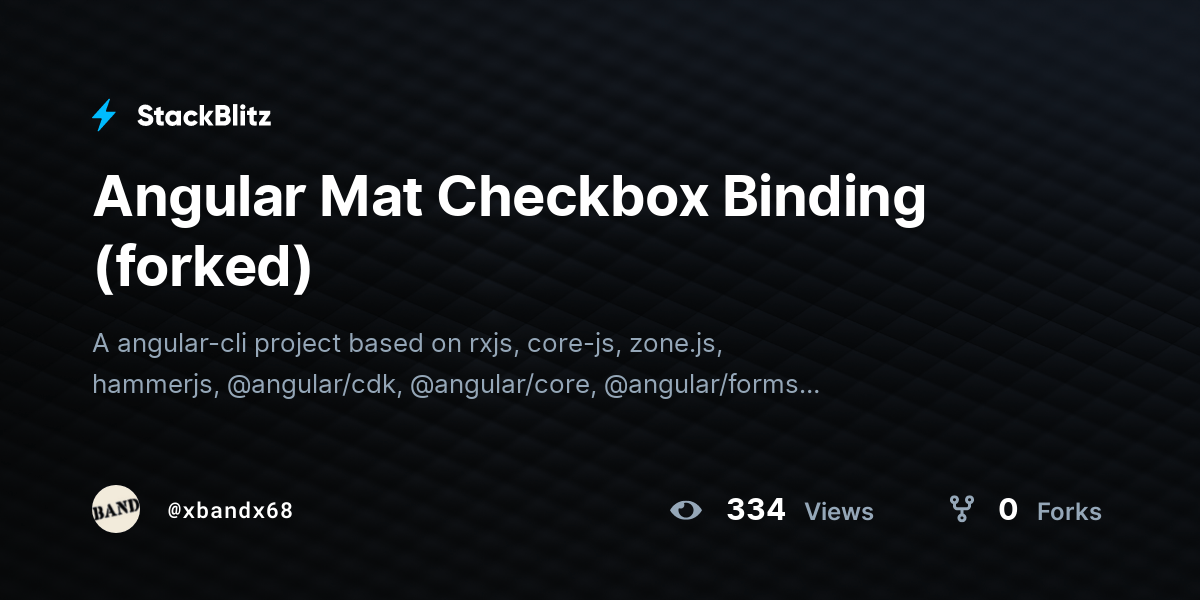 Angular Mat Checkbox Binding (forked) StackBlitz