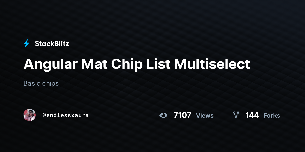 Angular Mat Chip List Multiselect StackBlitz