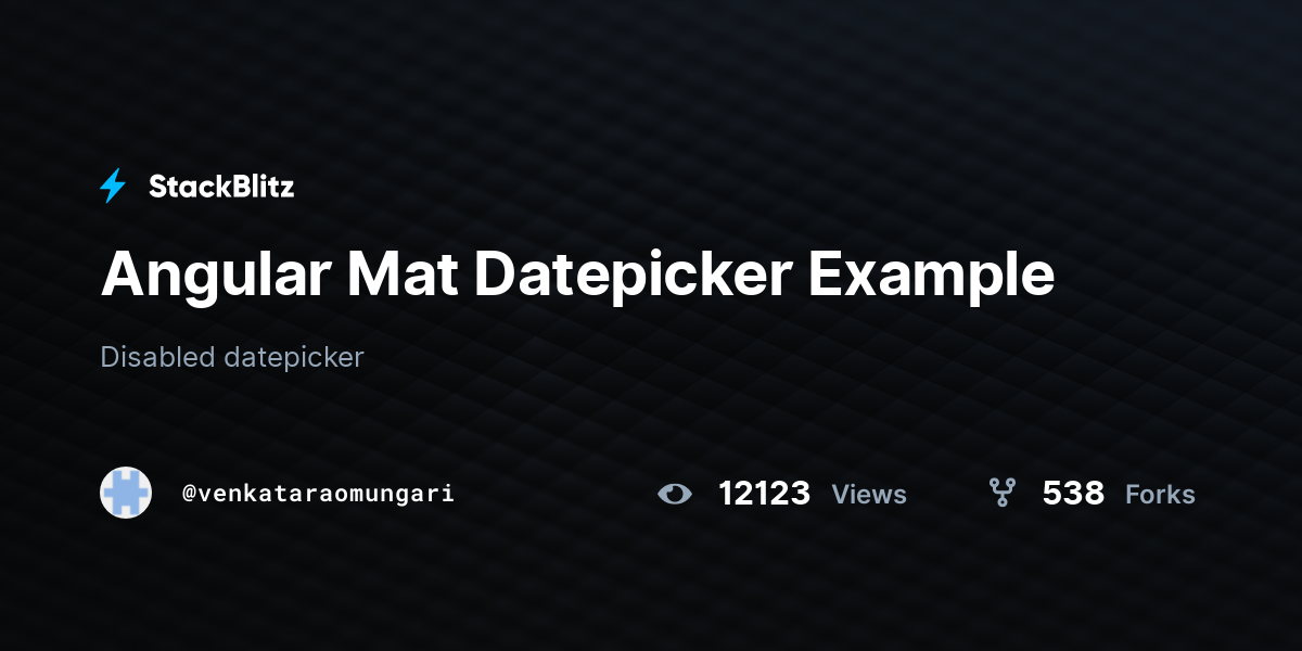 Angular Mat Datepicker Example StackBlitz