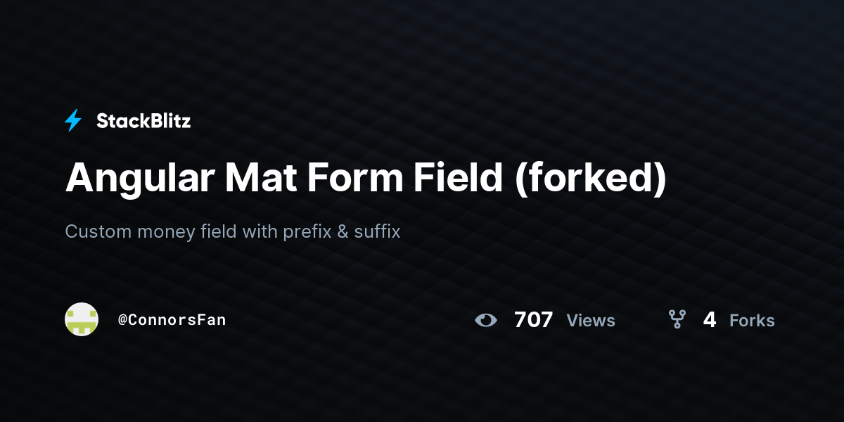 Angular Mat Form Field (forked) StackBlitz