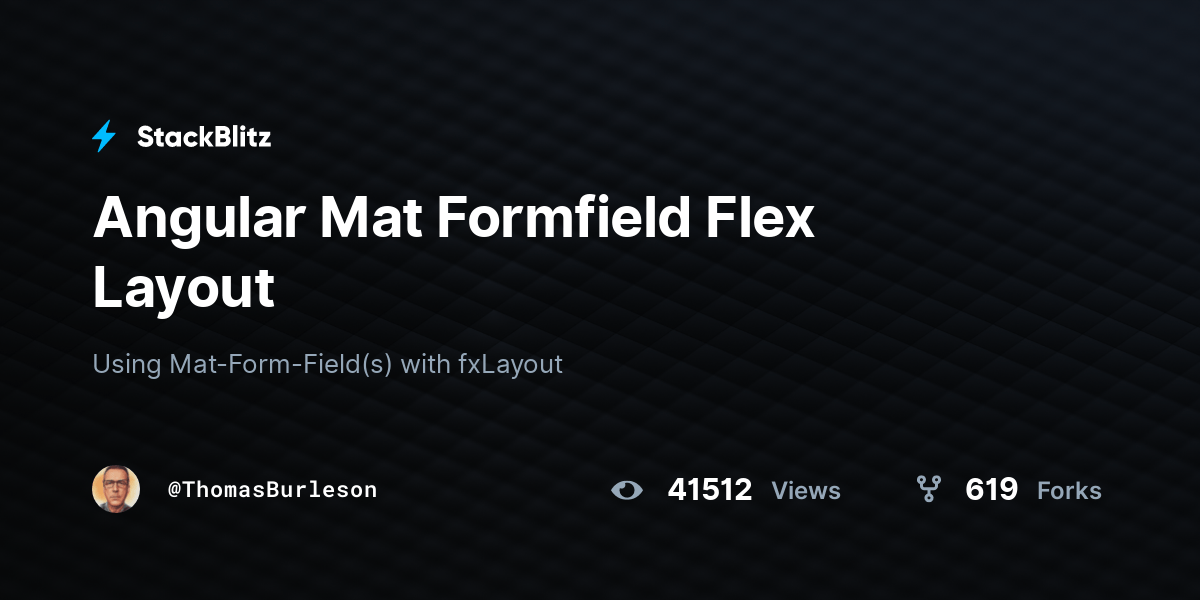 Angular Mat Formfield Flex Layout StackBlitz