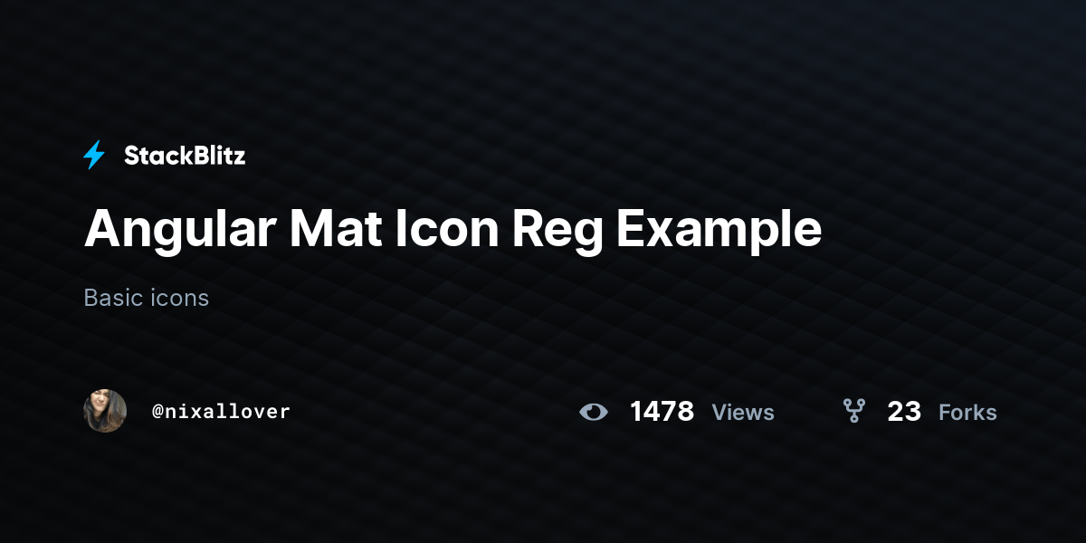 Angular Mat Icon Reg Example StackBlitz