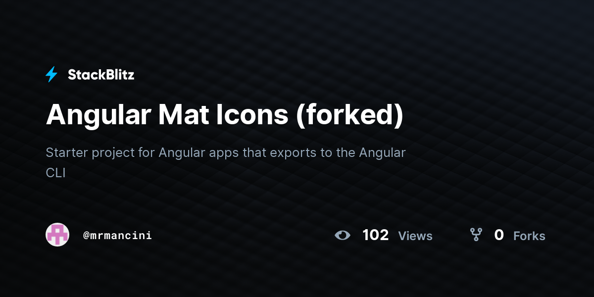 Angular Mat Icons (forked) StackBlitz