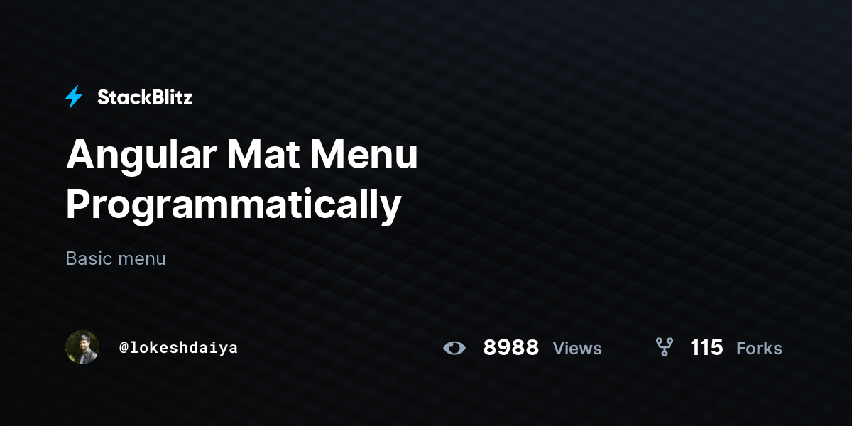 Angular Mat Menu Programmatically StackBlitz