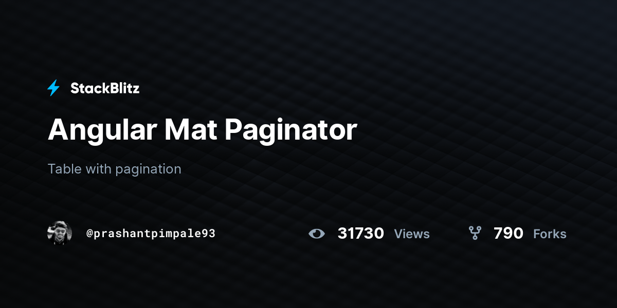Angular Mat Paginator StackBlitz
