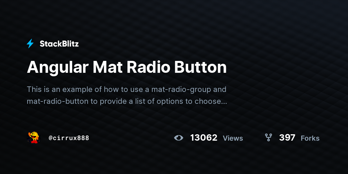 Angular Mat Radio Button StackBlitz