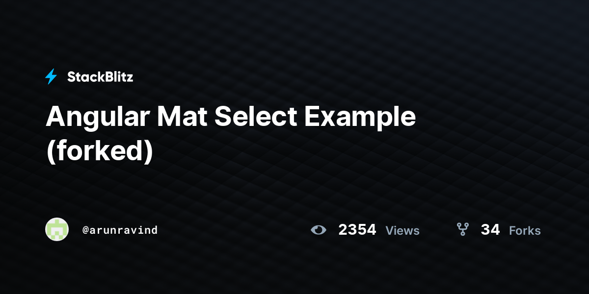Angular Mat Select Example (forked) StackBlitz