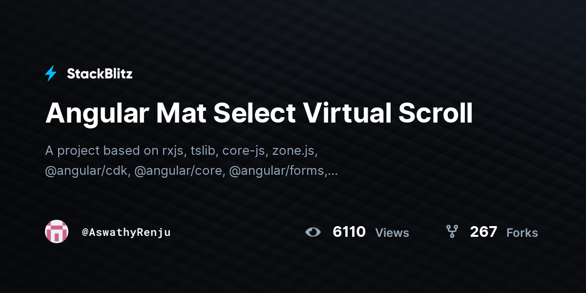 Angular Mat Select Virtual Scroll StackBlitz