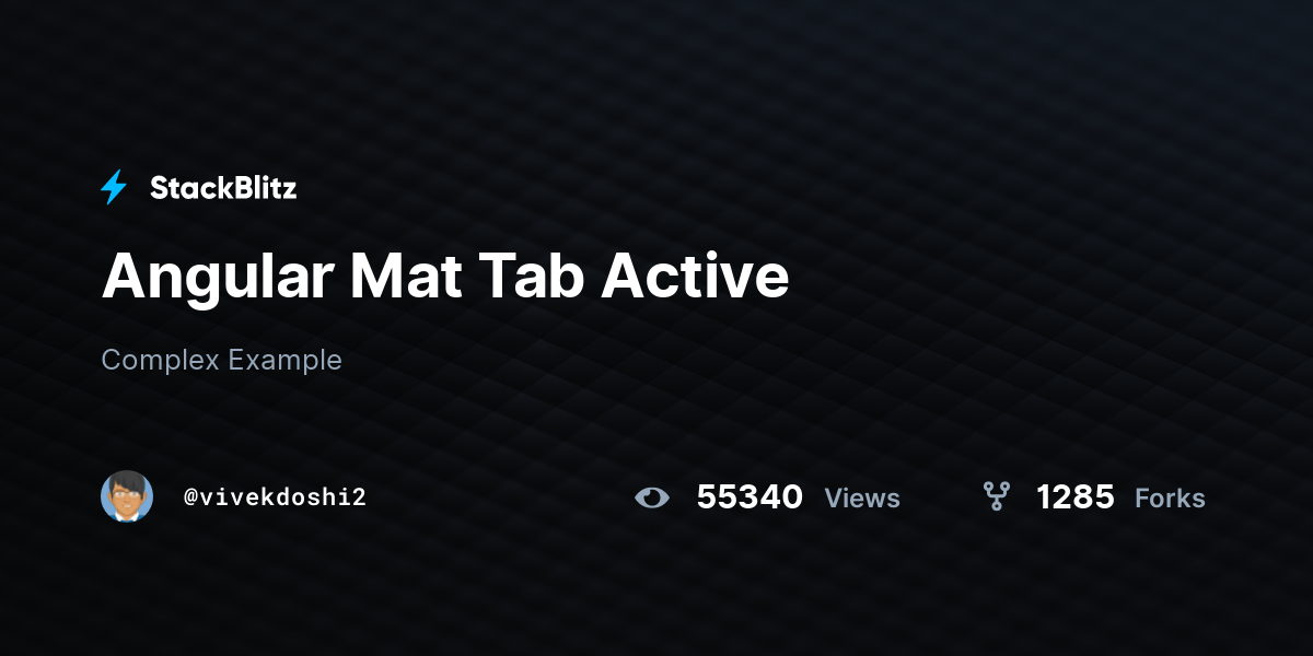 Angular Mat Tab Active StackBlitz