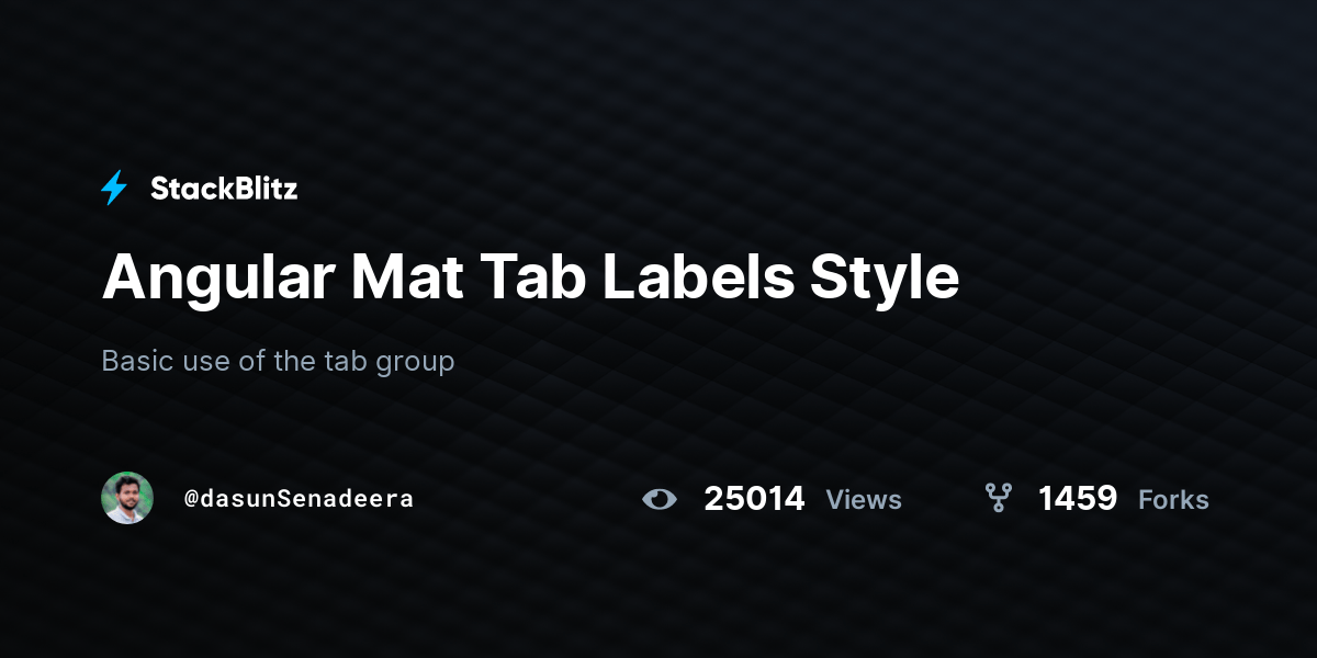 Angular Mat Tab Labels Style StackBlitz