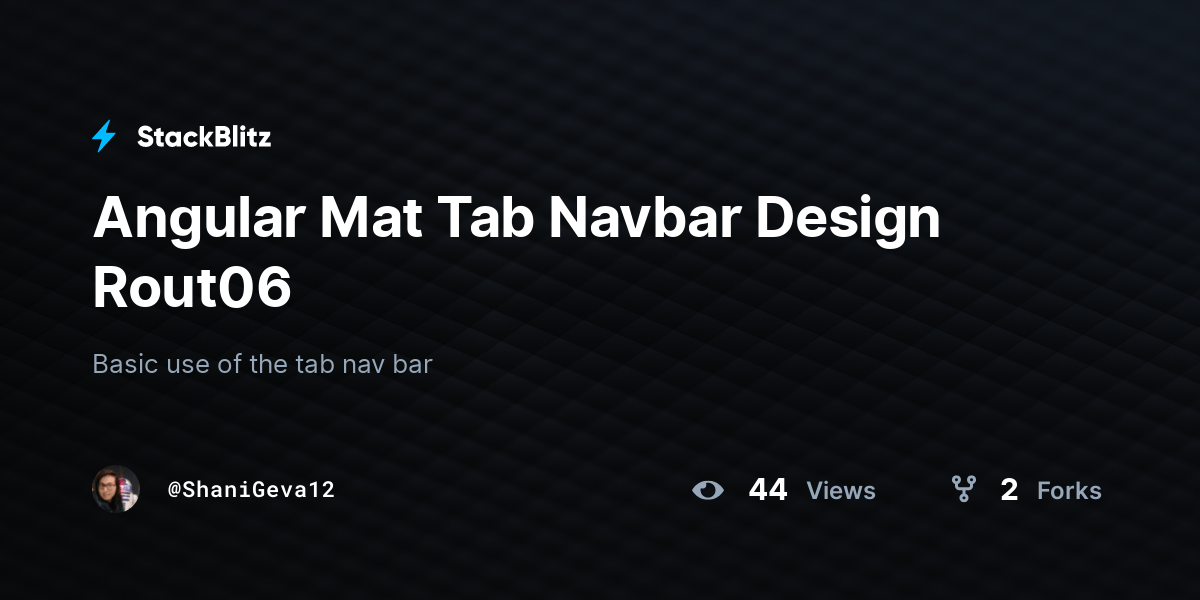 Angular Mat Tab Navbar Design Rout06 StackBlitz