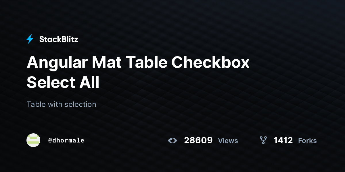 Angular Mat Table Checkbox Select All StackBlitz