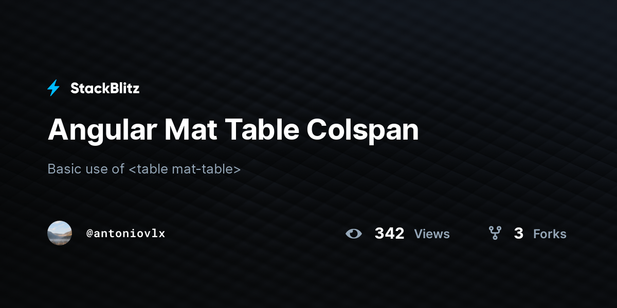 Angular Mat Table Colspan StackBlitz