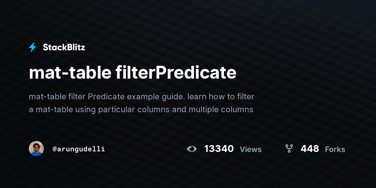 mattable filterPredicate StackBlitz