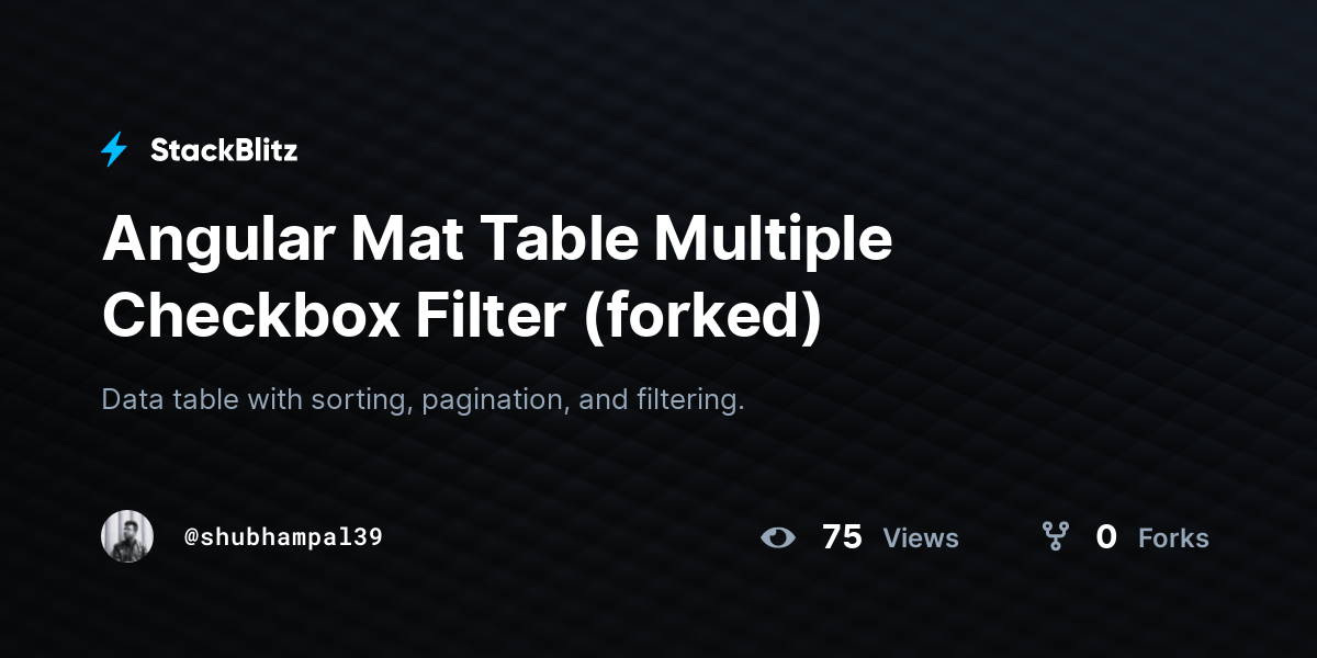 Angular Mat Table Multiple Checkbox Filter (forked) StackBlitz