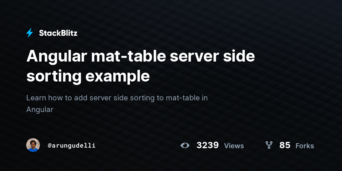 Angular mattable server side sorting example StackBlitz