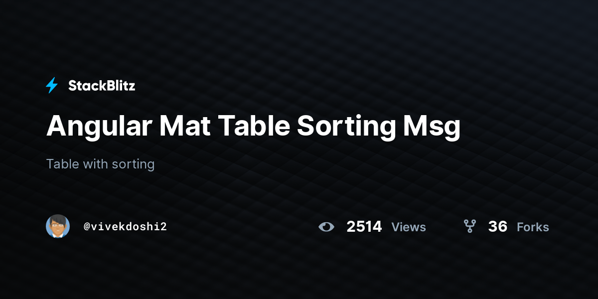 Angular Mat Table Sorting Msg StackBlitz