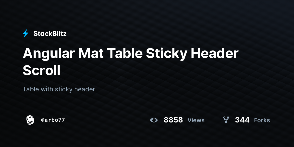 Angular Mat Table Sticky Header Scroll StackBlitz