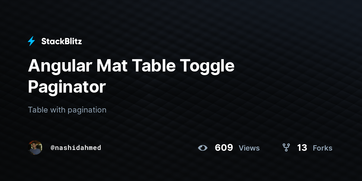 Angular Mat Table Toggle Paginator StackBlitz