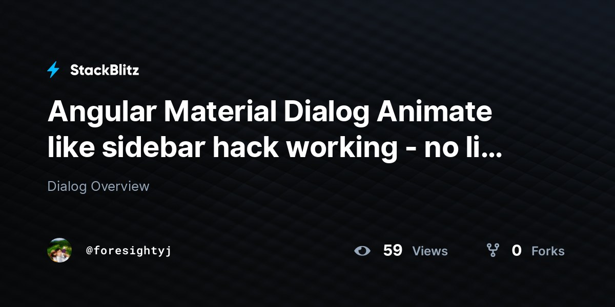 Angular Material Dialog Animate like sidebar hack working no lib 2