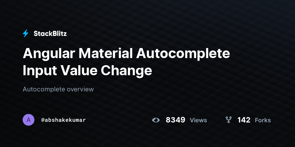 Angular Material Input Value Change StackBlitz