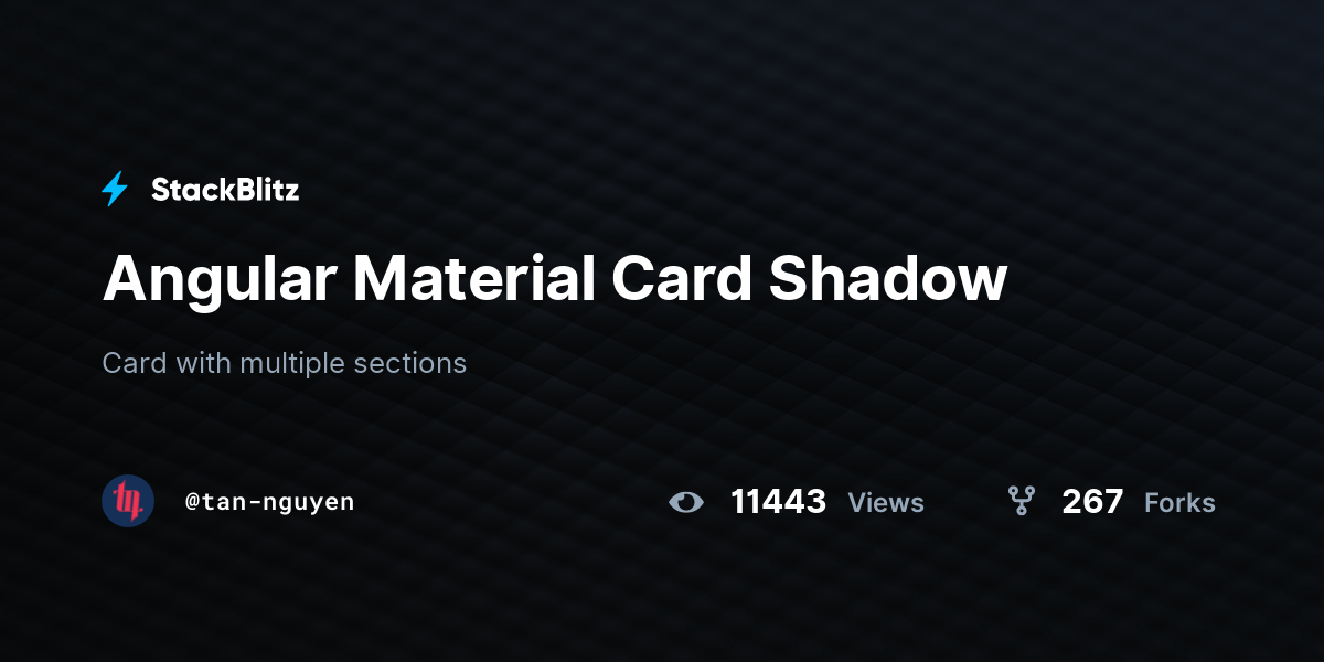 Angular Material Card Shadow StackBlitz