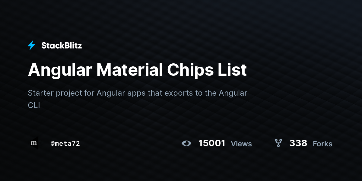 Angular Material Chips List StackBlitz