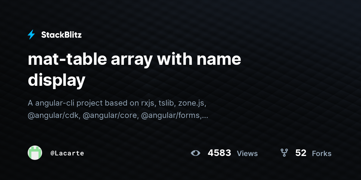 Mat Table Rowspan Example Stackblitz at Silver blog