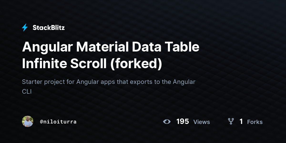 Angular Material Data Table Infinite Scroll (forked) StackBlitz