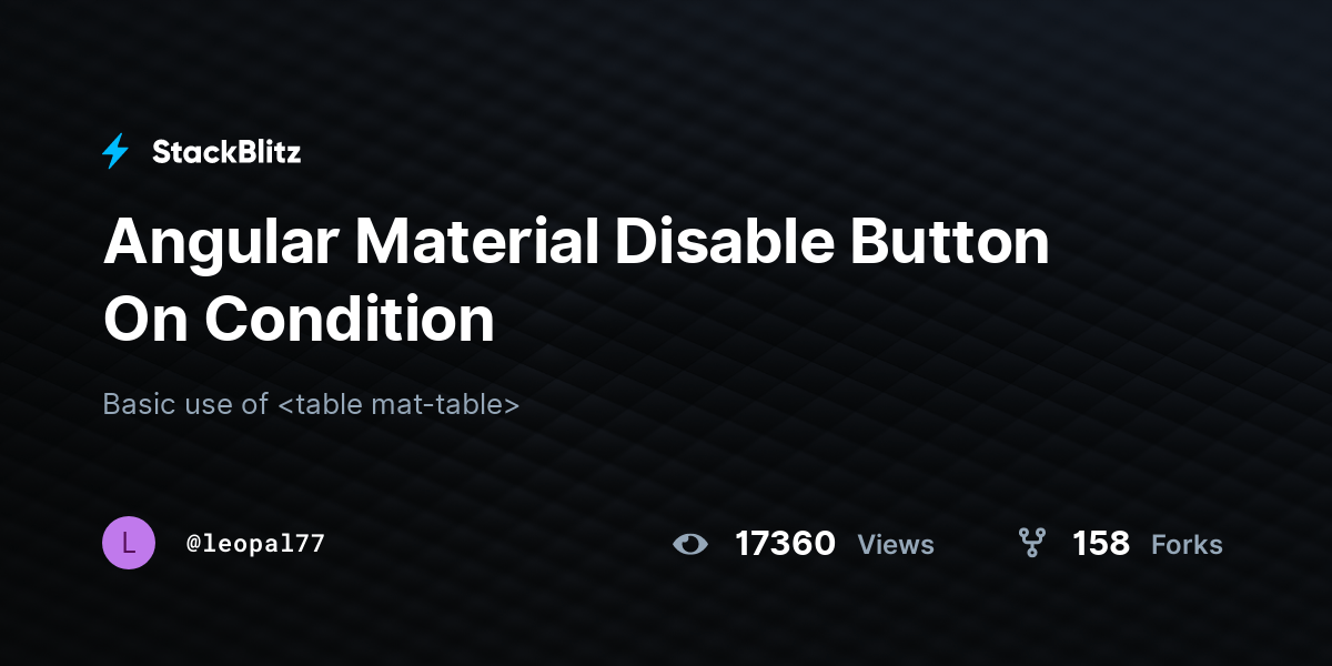 Angular Material Disable Button On Condition StackBlitz