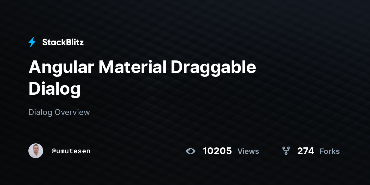 Angular Material Draggable Dialog StackBlitz