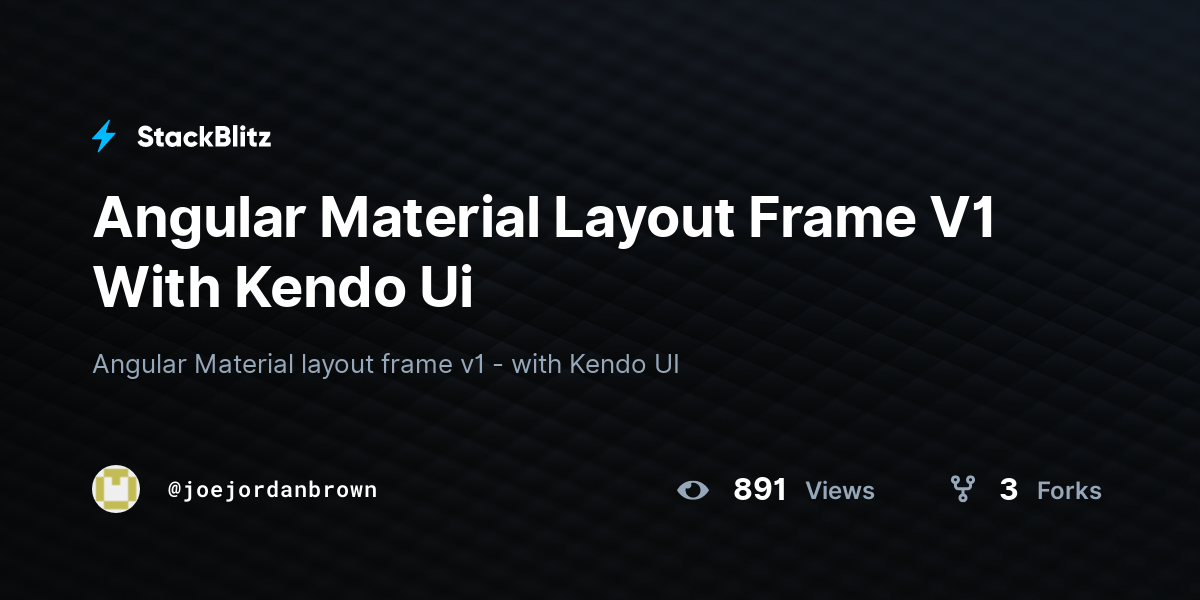 Angular Material Layout Frame V1 With Kendo Ui StackBlitz